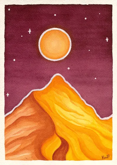 Ilustrace s přírodním motivem v tlumených barvách